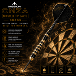 Mission Onza M3 Steel Tip Darts – Brass