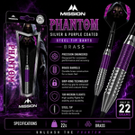 Mission Phantom Silver And Purple Coated Steel Tip Darts – Brass