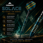 Mission Solace M1 Dark Green Steel Tip Darts – Brass