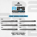 Mission R2.5 Rapid Steel Tip Screw In Dart Points - DSX