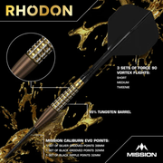 Mission Rhodon Steel Tip Darts – 95% Tungsten