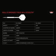 Bull's NL Bronzo True Steel Tip Darts – 90% Tungsten