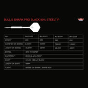 Bull's NL Shark Pro Black Steel Tip Darts – 90% Tungsten