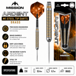 Mission Ardent M1 Steel Tip Darts – Brass