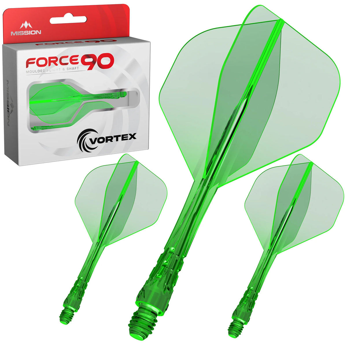 Buy Mission Force 90 Vortex Clear Green No6 Flights | Universal Darts