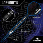 Mission Labyrinth Steel Tip Darts – 90% Tungsten