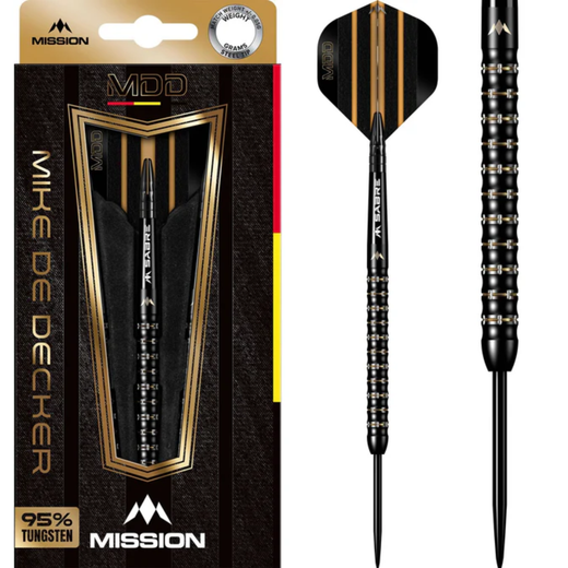 Mission Mike De Decker Black And Gold PVD Steel Tip Darts – 95% Tungsten