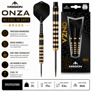 Mission Onza M3 Steel Tip Darts – Brass