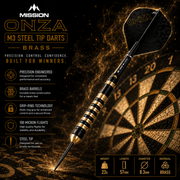 Mission Onza M3 Steel Tip Darts – Brass