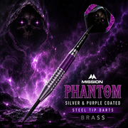 Mission Phantom Silver And Purple Coated Steel Tip Darts – Brass