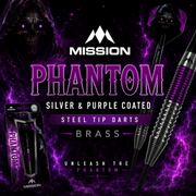 Mission Phantom Silver And Purple Coated Steel Tip Darts – Brass