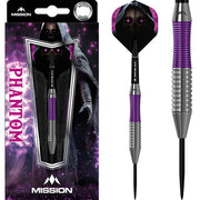 Mission Phantom Silver And Purple Coated Steel Tip Darts – Brass