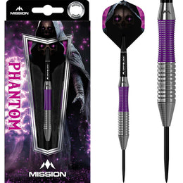Mission Phantom Silver And Purple Coated Steel Tip Darts – Brass