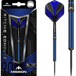 Mission Ritchie Edhouse Steel Tip Darts – 90% Tungsten - Black Titanium