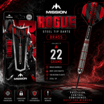 Mission Rogue Silver And Red Steel Tip Darts – Brass