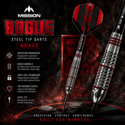Mission Rogue Silver And Red Steel Tip Darts – Brass