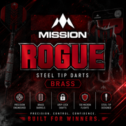 Mission Rogue Silver And Red Steel Tip Darts – Brass
