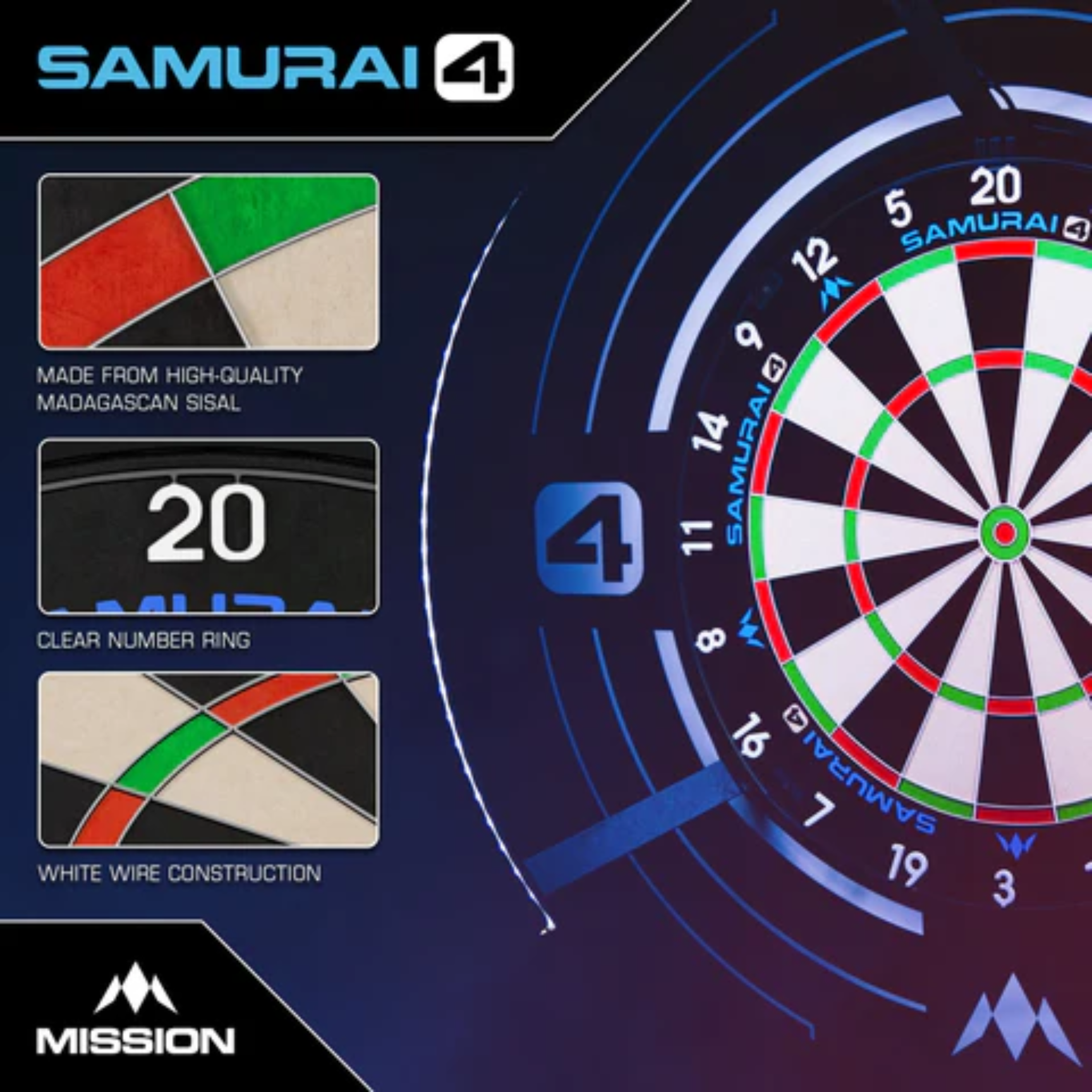 Mission Samurai 4 Dartboard – White Spider Edition | Universal Darts