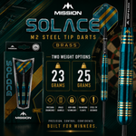 Mission Solace M2 Dark Green Steel Tip Darts – Brass