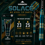 Mission Solace M2 Dark Green Steel Tip Darts – Brass