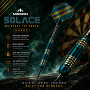 Mission Solace M2 Dark Green Steel Tip Darts – Brass