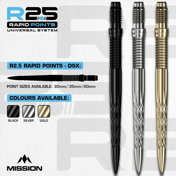 Mission R2.5 Rapid Steel Tip Screw In Dart Points - DSX