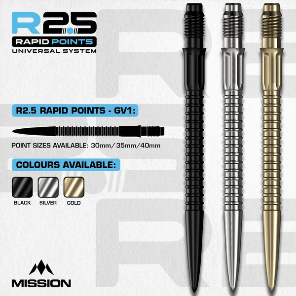 Mission R2.5 Rapid Steel Tip Screw In Dart Points - GV1