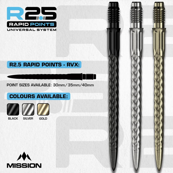 Mission R2.5 Rapid Steel Tip Screw In Dart Points - RVX