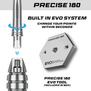 Precise 180 Paul Meyer Steel Tip Darts - 90% Tungsten
