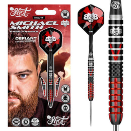 Shot Michael Smith Defiant Steel Tip Darts - 90% Tungsten