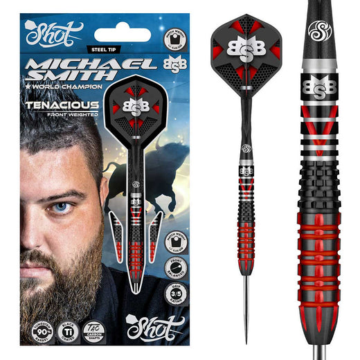 Shot Michael Smith Tenacious Steel Tip Darts - 90% Tungsten