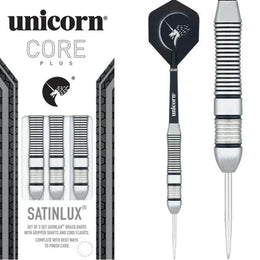 Unicorn Core Plus Win Satinlux Steel Tip Darts – Brass