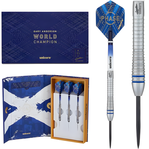 Unicorn World Champion Gary Anderson Phase 6 Steel Tip Darts – 90% Tungsten